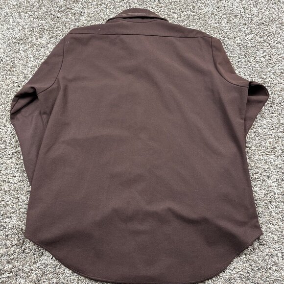 Vtg 70s Sutton Knits Dark Brown Long Sleeve Button Down Shirt L Rainbow Threads - Picture 8 of 8